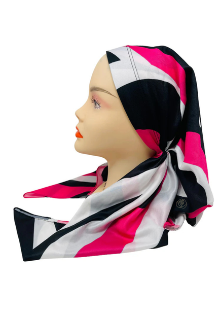 It's Younique OB-PUC-PK Pucci Inspired Pink/Black Pre-Tied Open Back Bandanna with Velvet Grip Myselflingerie.com