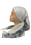 It's Younique OB-LACE-BK White with Black Lace Border Design Pre-Tied Open Back Bandanna with Velvet Grip Myselflingerie.com