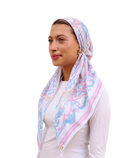 Scarf Bar Paisley Pink Classic Pre-Tied Bandanna with Velvet Grip Myselflingerie.com