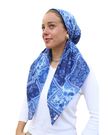 Scarf Bar Denim Paisley Patchwork Classic Pre-Tied Bandanna with Velvet Grip Myselflingerie.com