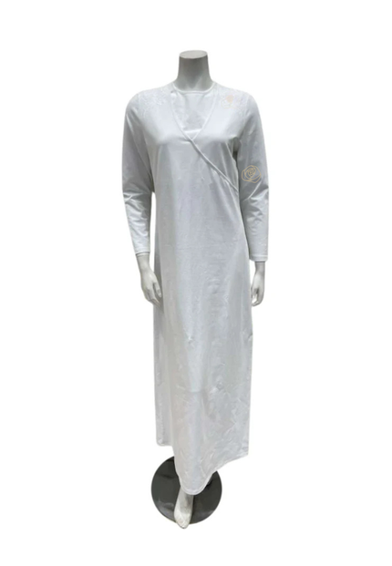 Chicolli N5171 White Dickie Wrap Cotton Versatile Nursing Nightgown Myselflingerie.com