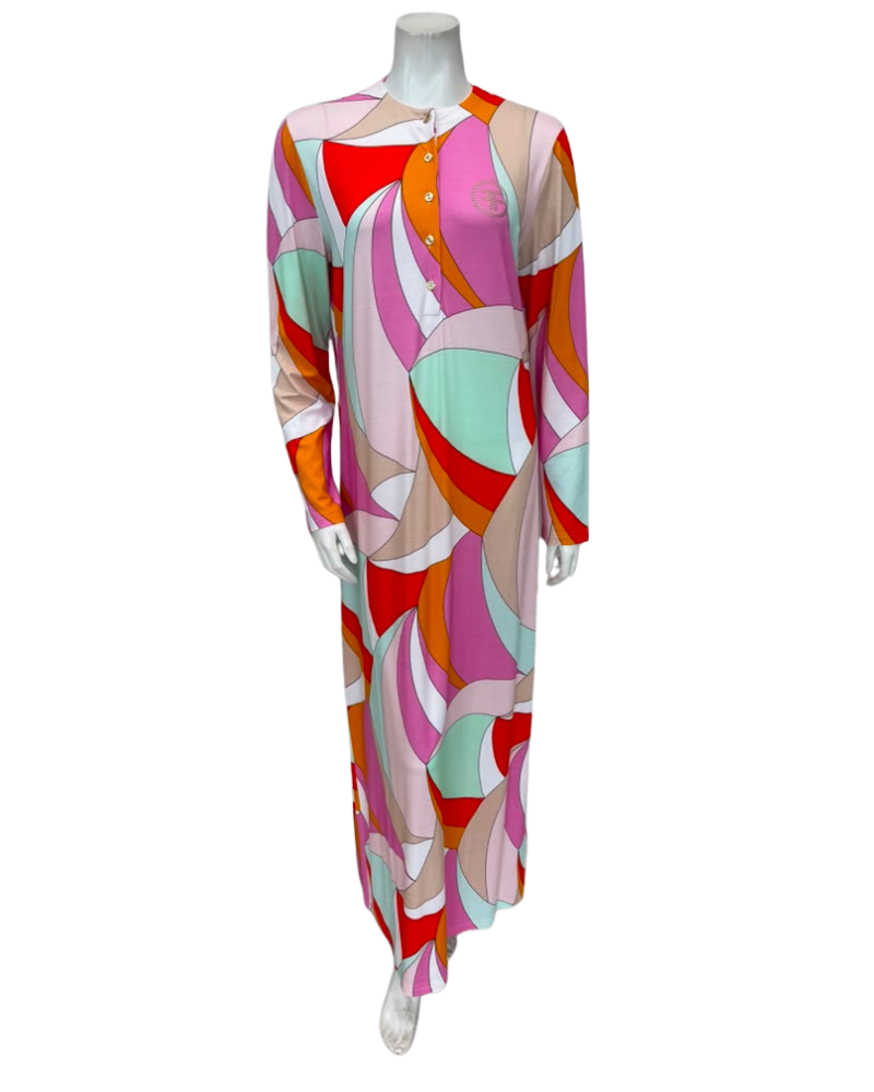 Furstenberg Vibrant Geometric Print Button Down Modal Nightgown