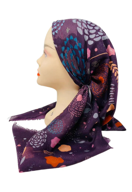 It's Younique OB-ABS-EG Eggplant Abstract Pre-Tied Open Back Bandanna with Velvet Grip Myselflingerie.com