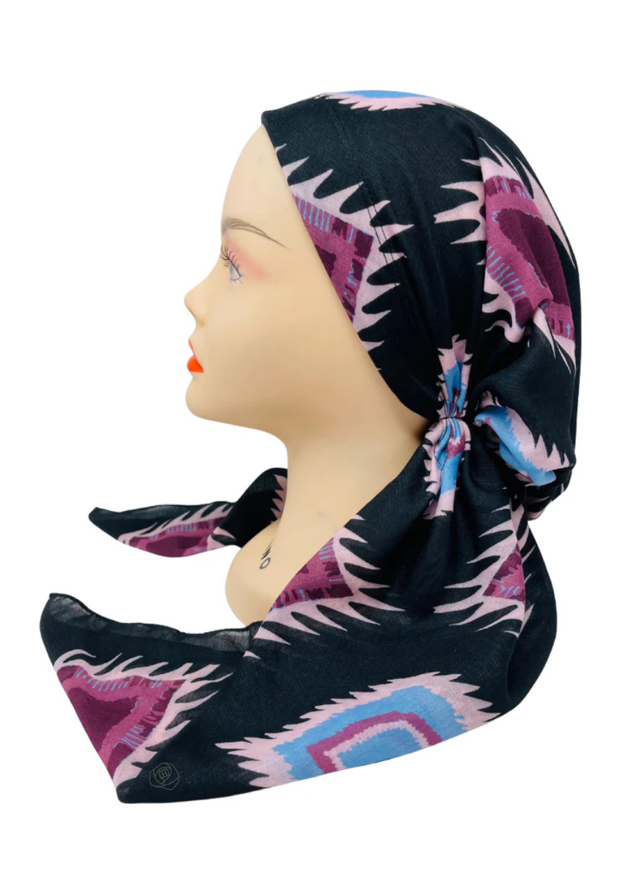 It's Younique PP-DIA-MAPK Maroon/Pink Diamond Shapes Pre-Tied Bandanna with Velvet Grip Myselflingerie.com