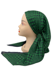 It's Younique OB-HOUND-GNBK Green/Black Houndstooth Pre-Tied Open Back Bandanna with Velvet Grip Myselflingerie.com