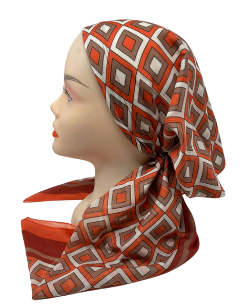 It's Younique Red/Tan Squares Pre-Tied Bandanna with Velvet Grip Myselflingerie.com