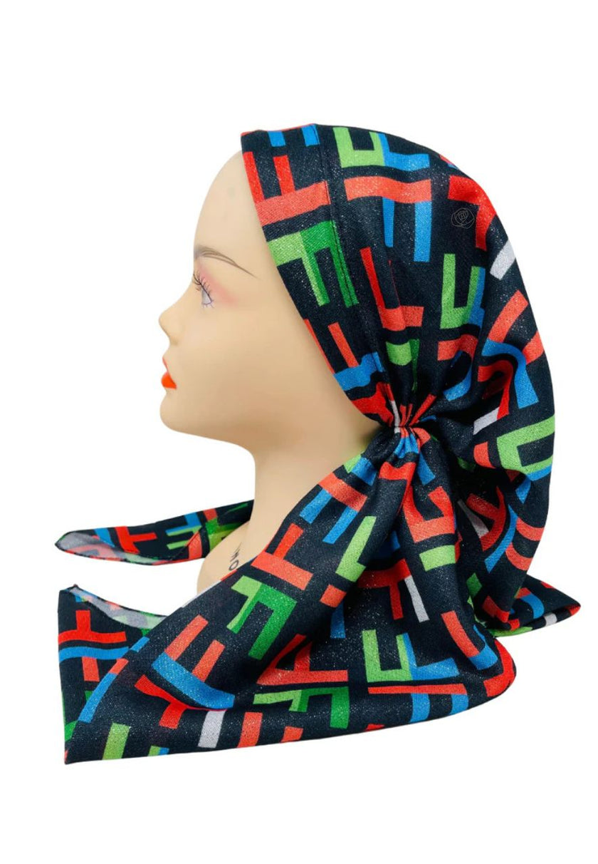 It's Younique OB-FEN-MU Multicolor Designer Inspired Shimmer Pre-Tied Open Back Bandanna with Velvet Grip Myselflingerie.com