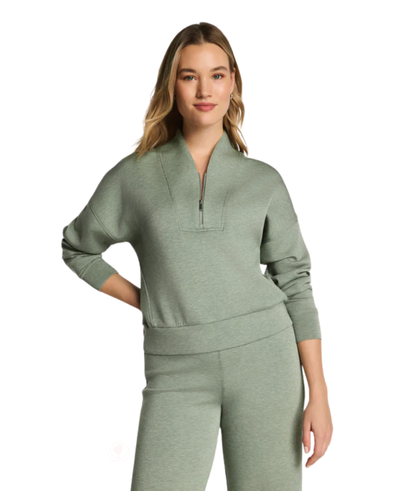 Spanx Sage Brush Heather AirEssentials Shawl Collar Half Zip Myselflingerie.com