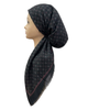 Revaz Black/Mauve LV Print Adjustable Pre-Tied Bandanna with Velvet Grip