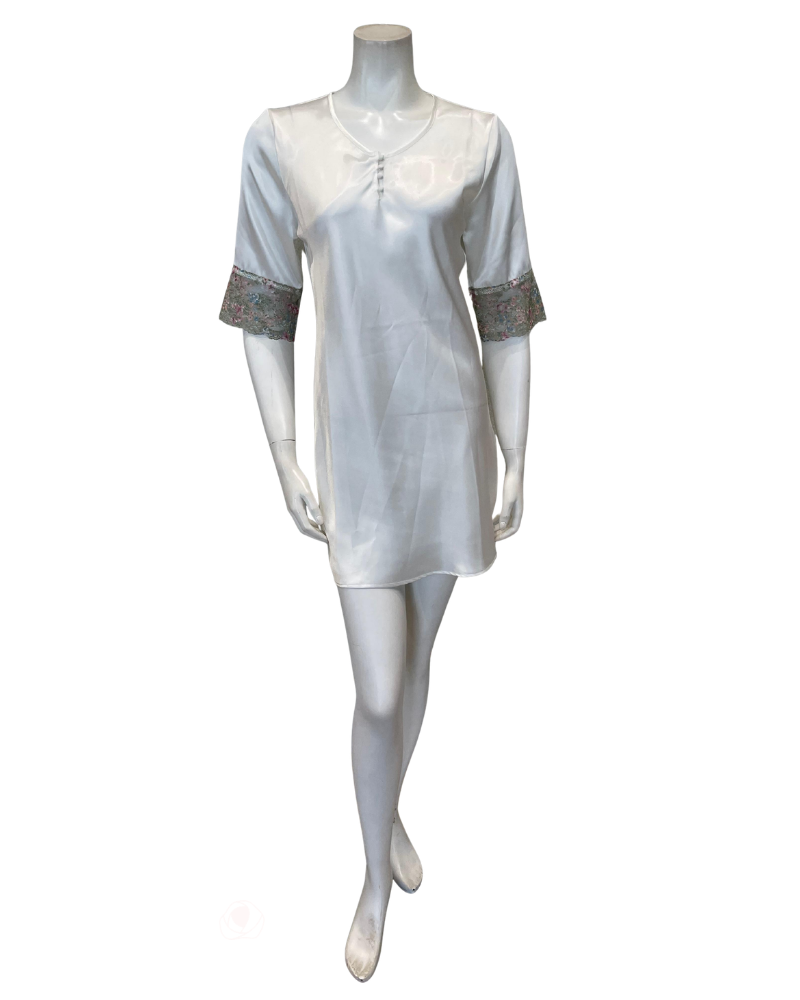 Madeleine Fig Claire Vintage Pearl Short Sleeve Chemise & Wrap Set Myselflingerie.com