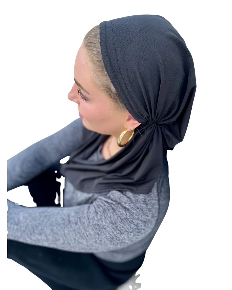 Scarf Bar SB Black Dri Fit Pre-Tied Bandanna with Velvet Non Slip Grip Myselflingerie.com