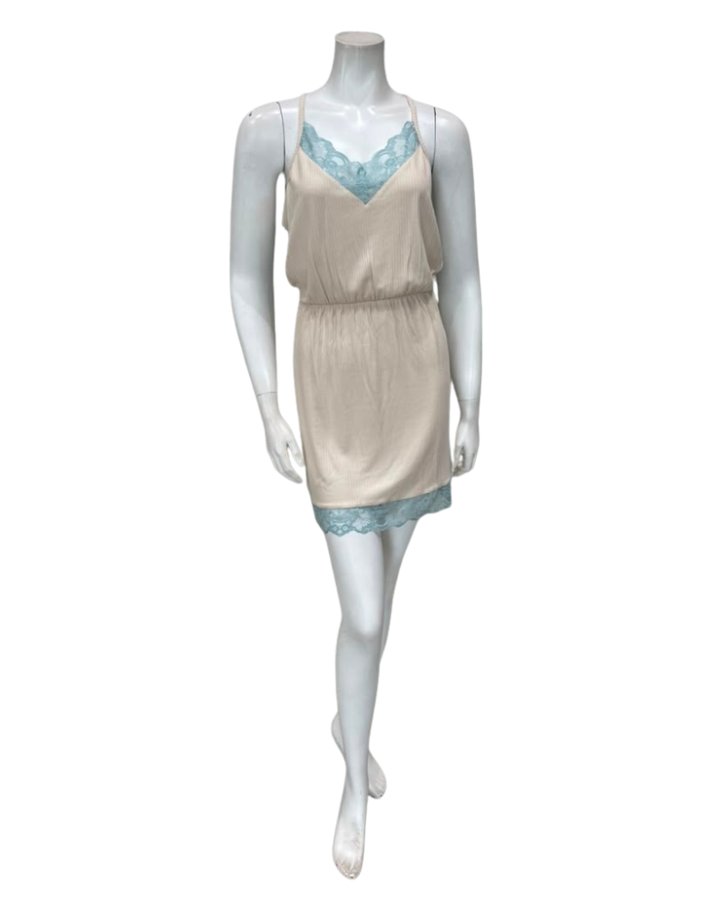 Oh! Zuza Vanilla Ribbed Lace Modal Chemise