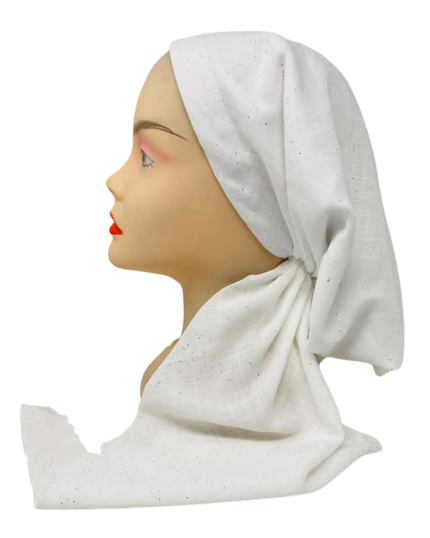 Cherie White/Silver Lined Adjustable Closed Back Pre-Tied Bandanna