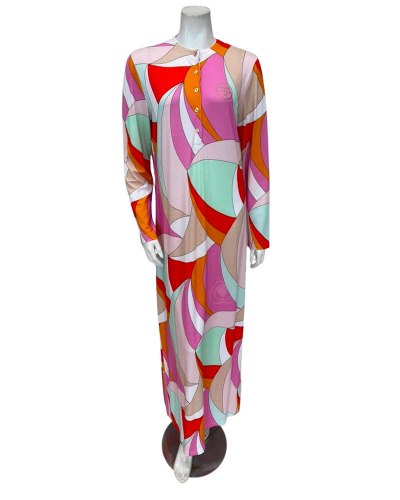 Furstenberg Vibrant Geometric Print Button Down Modal Nightgown