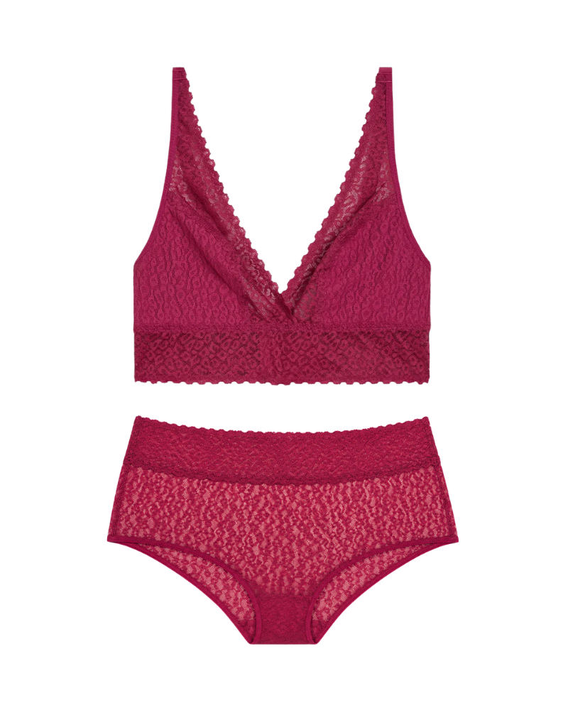 Wacoal Red Plum High Bar Wire Free Bralette & Brief Set