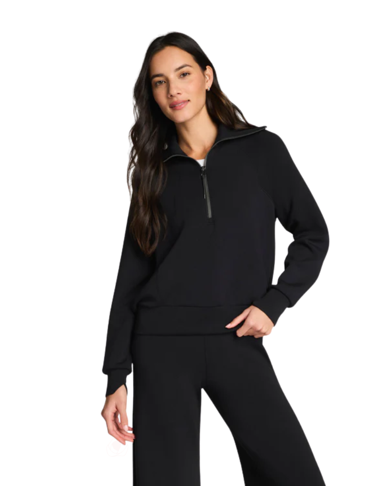 Spanx Very Black AirEssentials Lightweight Half Zip
