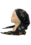 Lizi Headwear DST-C-BX-2518 Golden Wing Butterfly Silk Prints Adjustable Pre-Tied Bandanna with Velvet Grip Myselflingerie.com