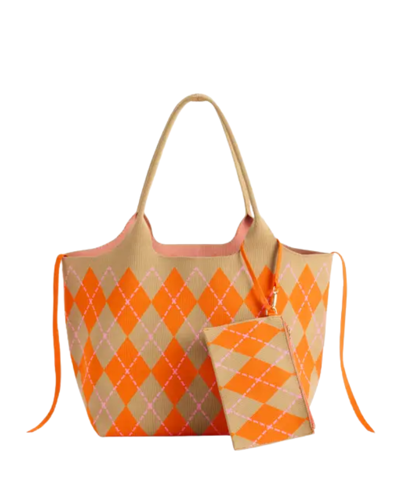 ShiraLeah Orange Robbie Argyle Tote Bag