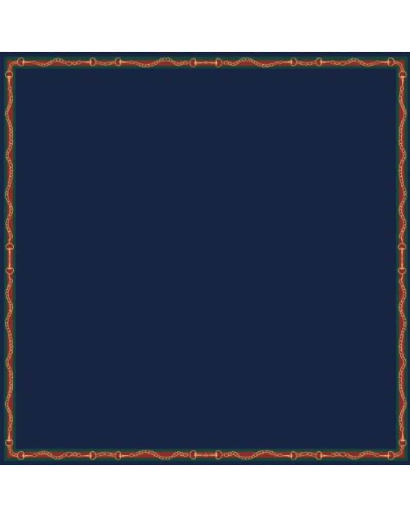 Cherie Navy Buckle Border Adjustable Pre-Tied Open Back Bandanna