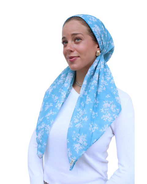 Scarf Bar Bluebell Meadow Classic Pre-Tied Bandanna with Velvet Grip Myselflingerie.com