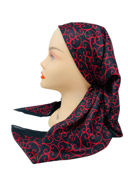 It's Younique OB-VINE-RD Red Vine Print Pre-Tied Open Back Bandanna with Velvet Grip Myselflingerie.com