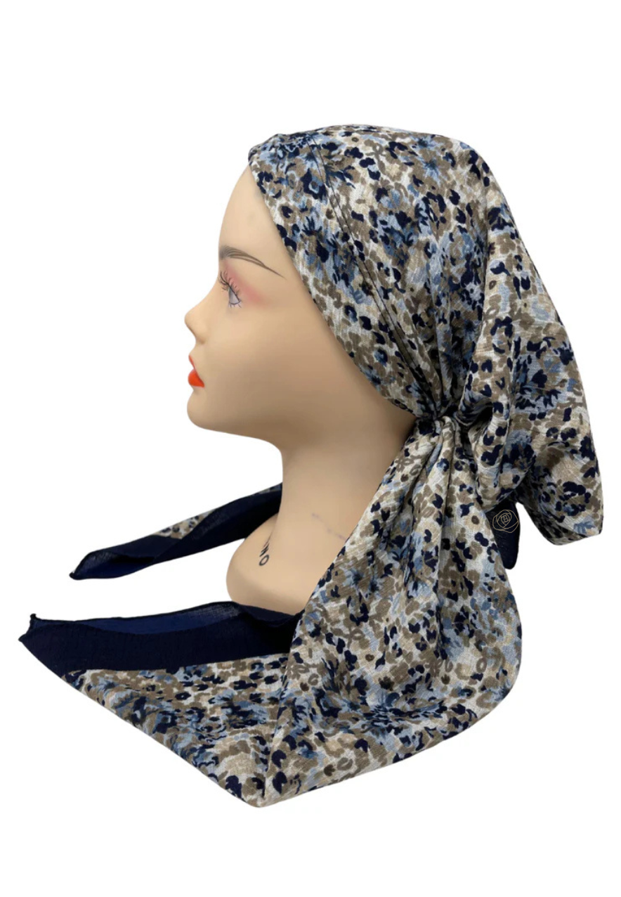 It's Younique PP-FL-NY Navy Mini Flowers Pre-Tied Bandanna with Velvet Grip Myselflingerie.com