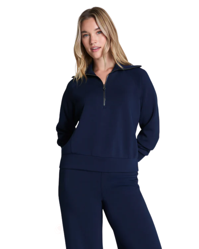 Spanx Timeless Navy AirEssentials Lightweight  Half Zip