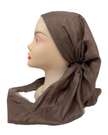 It's Younique OB-SHIM-TPE Solid Shimmer Taupe Pre-Tied Open Back Bandanna with Velvet Grip