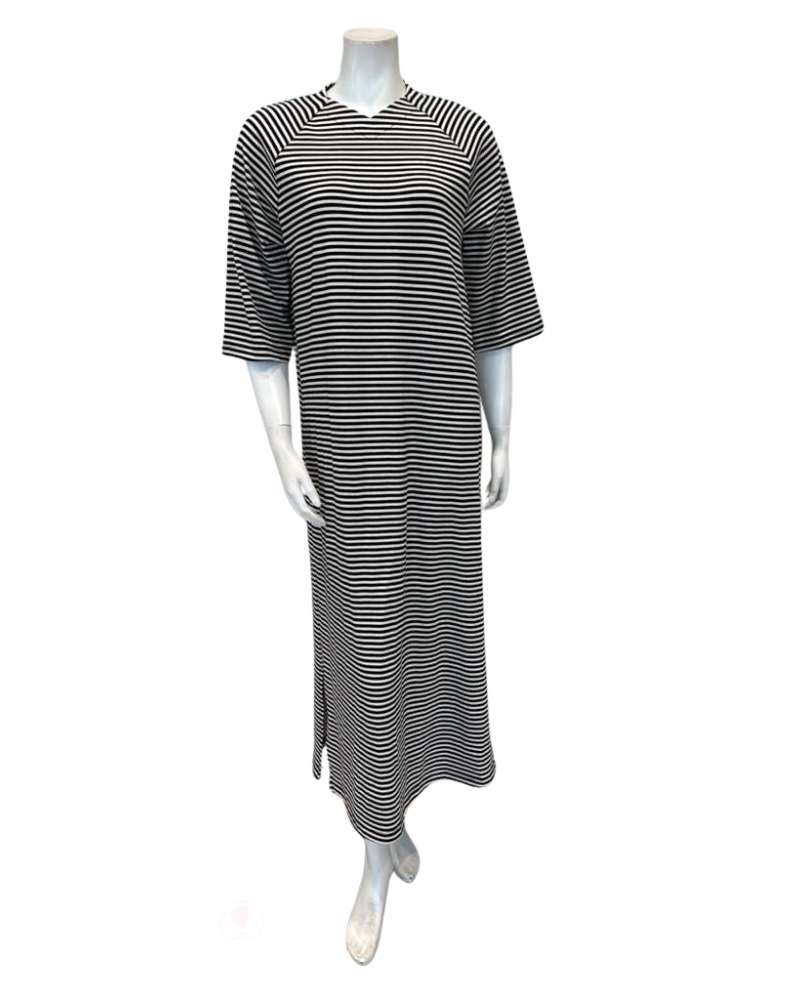 Jackie O'Loungewear Black & White Striped Swim Coverup Lounger Myselflingerie.com