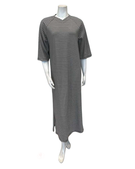 Jackie O'Loungewear Black & White Striped Swim Coverup Lounger Myselflingerie.com