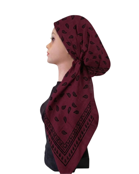 Revaz Burgundy Paisley Adjustable Pre-Tied Bandanna with Velvet Grip