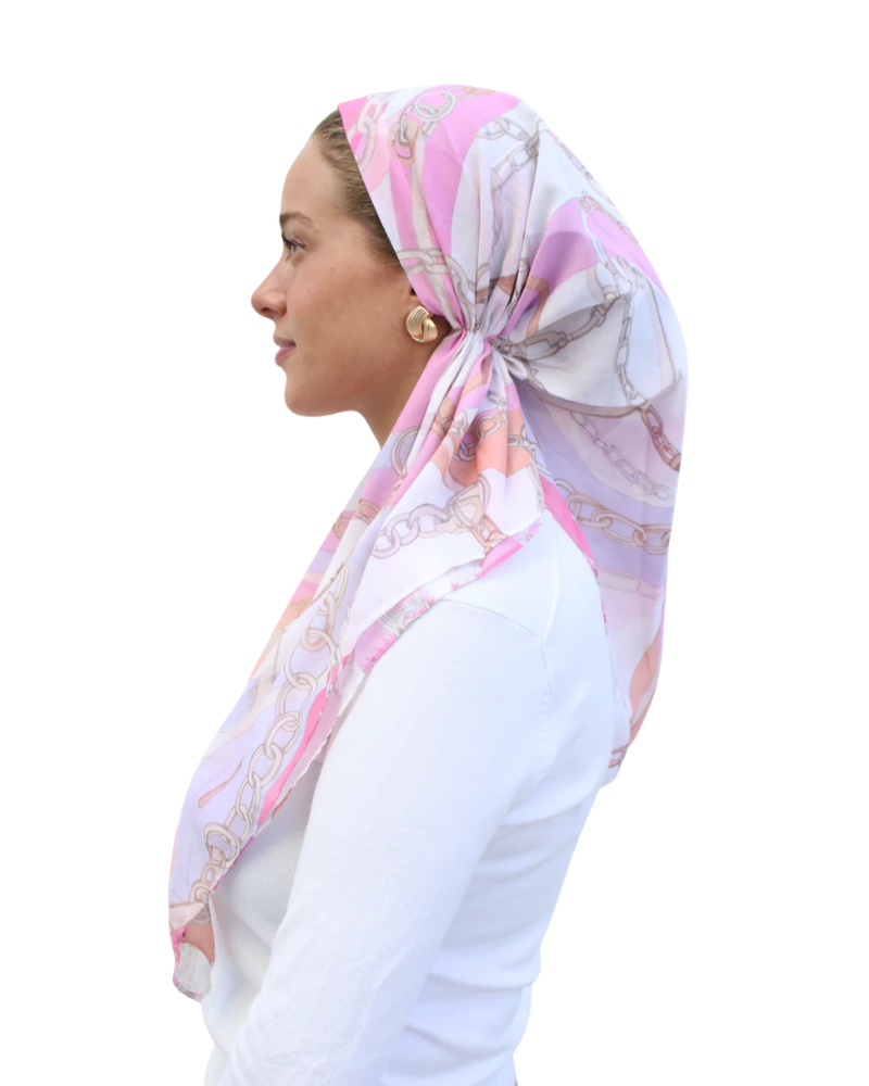 Scarf Bar Pastel Chain Open Back Adjustable Pre-Tied Bandanna with Velvet Grip Myselflingerie.com