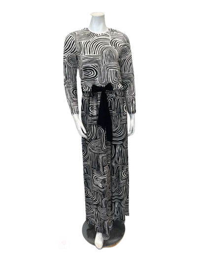 ORD Black and White Spiral Print Modal Nursing Nightgown Myselflingerie.com