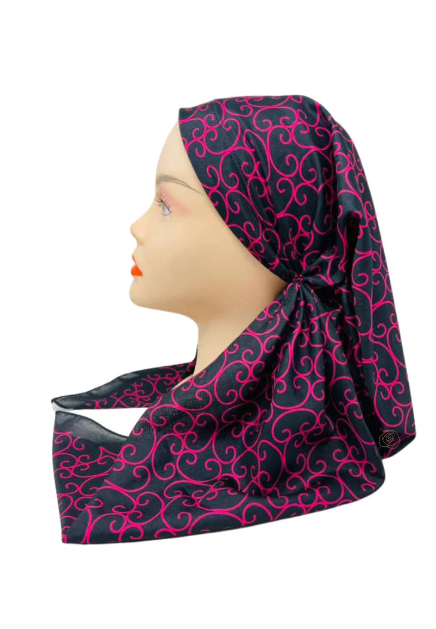 It's Younique OB-VINE-PI Pink Vine Print Pre-Tied Open Back Bandanna with Velvet Grip Myselflingerie.com