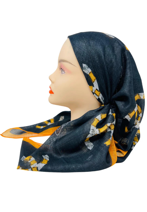 It's Younique OB-CC-YE Yellow Designer Inspired Metallic Pre-Tied Open Back Bandanna with Velvet Grip Myselflingerie.com