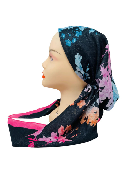 It's Younique PP-FLOR-PK Pink Floral Shimmer Pre-Tied Bandanna with Velvet Grip Myselflingerie.com