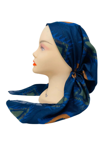 It's Younique PP-DIA-NY Rust/Green Diamond Shapes Navy Pre-Tied Bandanna with Velvet Grip Myselflingerie.com