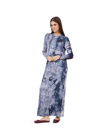 ORD Denim Hand-Crafted Patches Modal Nursing Nightgown Myselflingerie.com