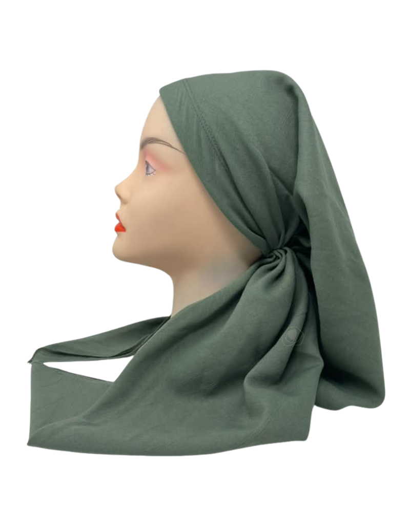 It's Younique Solid Olive Favorite Fabric Pre-Tied Open Back Bandanna with Velvet Grip