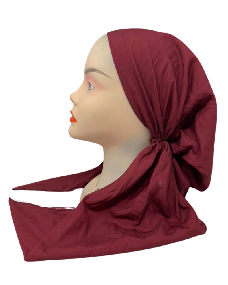 Lizi Headwear Solid Burgundy Adjustable Pre-Tied Bandanna with Velvet Grip