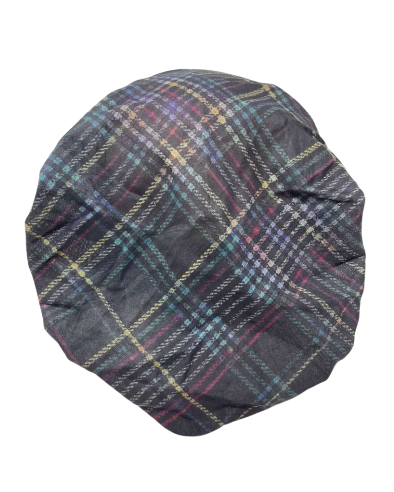 Cherie Black/Multi Plaid Short Tails Pre-Tied Bandanna