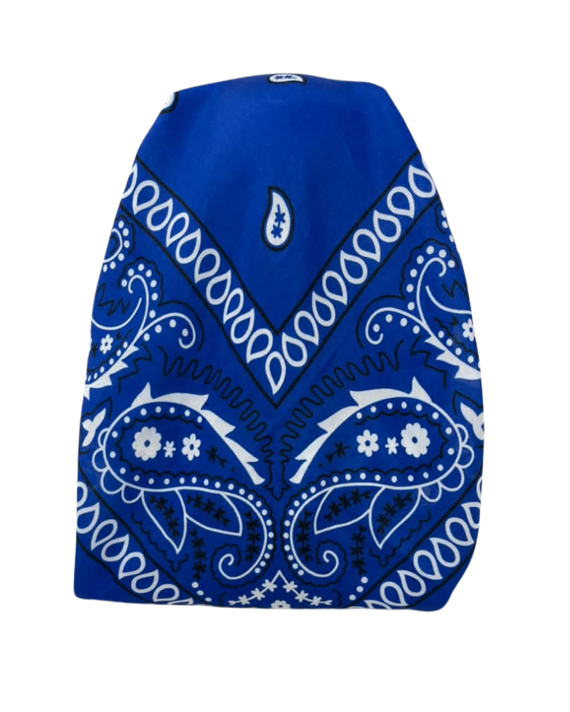 It's Younique Royal Blue Paisley Bandanna Print Pre-Tied Open Back Bandanna with Velvet Grip