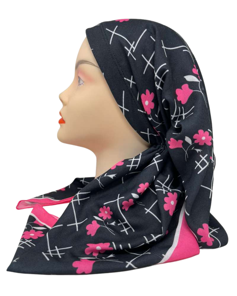 It's Younique OB-FL-PNK Pink/White Flowers Pre-Tied Open Back Bandanna with Velvet Grip
