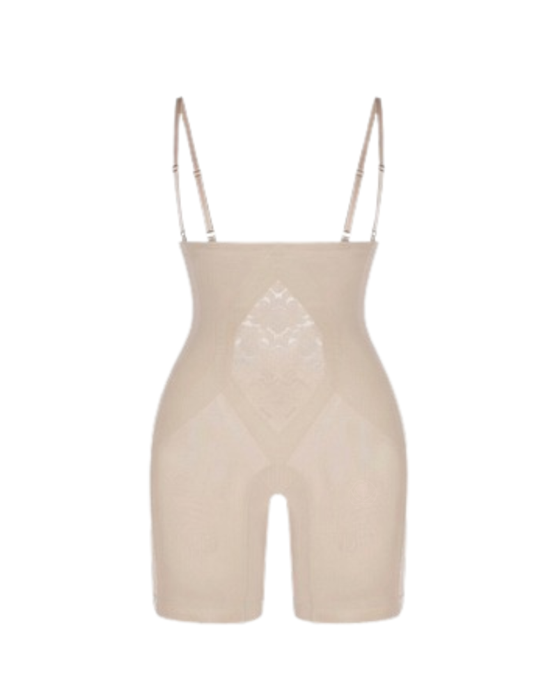 Custom Maid Beige Super High Waisted Shaping Girdle with Removable Suspenders