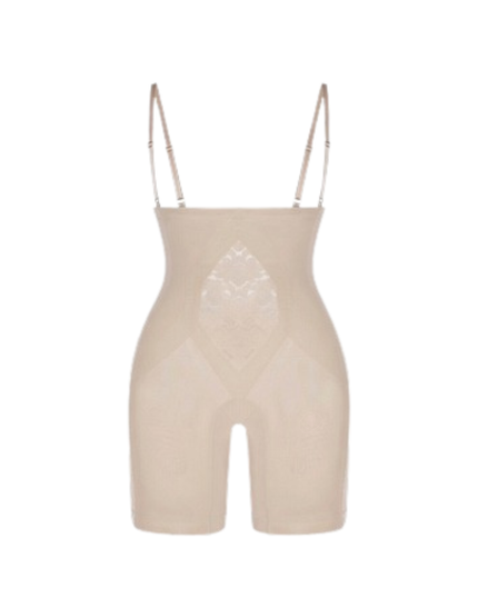 Custom Maid Beige Super High Waisted Shaping Girdle with Removable Suspenders
