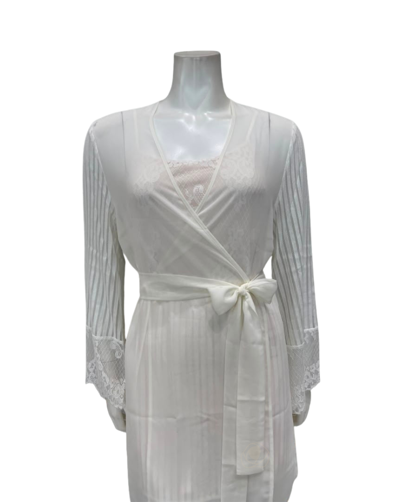 1130 + 1131 Ivory Scandal Chemise & Wrap Set