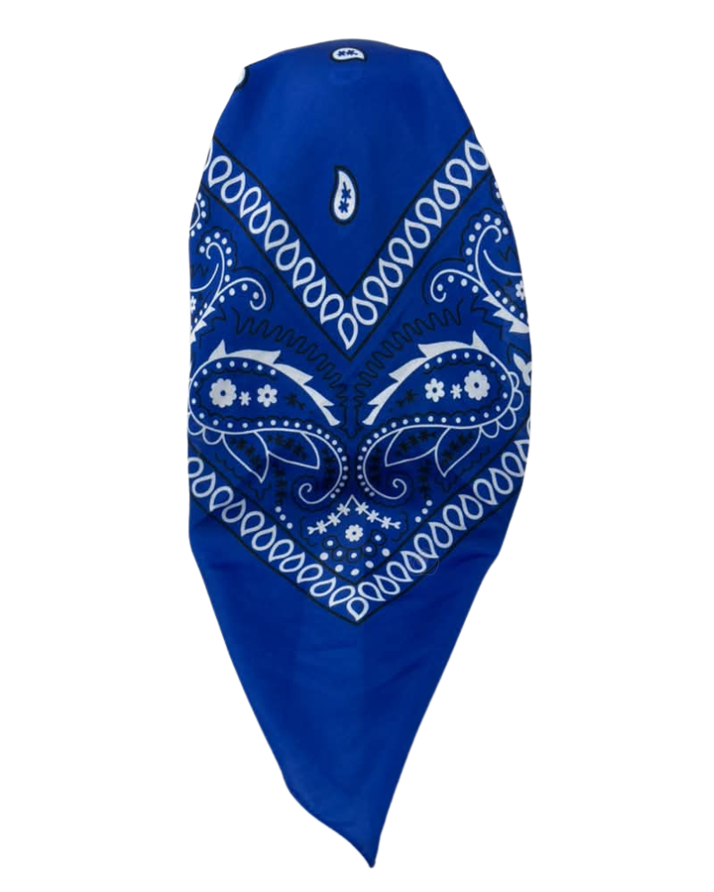 It's Younique Royal Blue Paisley Bandanna Print Pre-Tied Open Back Bandanna with Velvet Grip