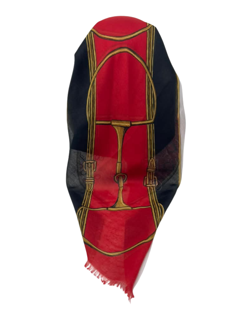 It's Younique OB-DES-RD Red/White Designer Inspired Pre-Tied Open Back Bandanna with Velvet Grip