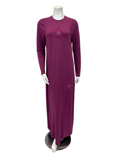 Angelice Plum Royal Embroidery Modal Coverall Nursing Nightgown