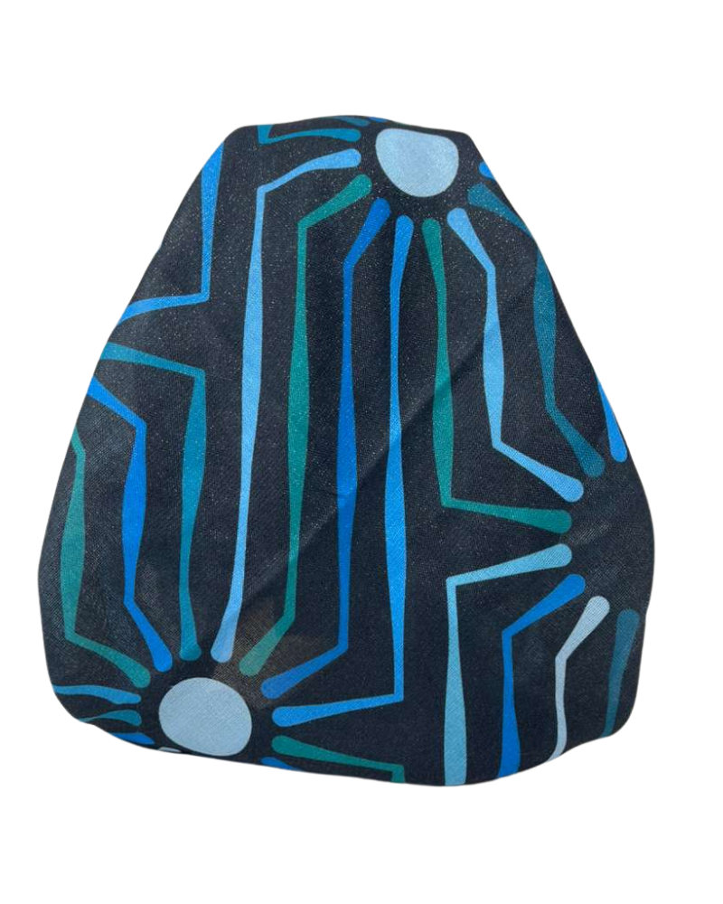 It's Younique Blue/Green Spider Flower Pre-Tied Open Back Bandanna with Velvet Grip
